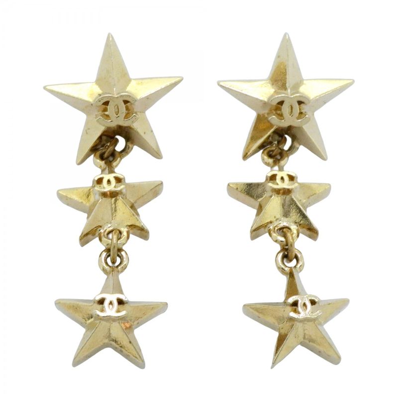 Chanel Earrings CC Logo Star Gold Plated