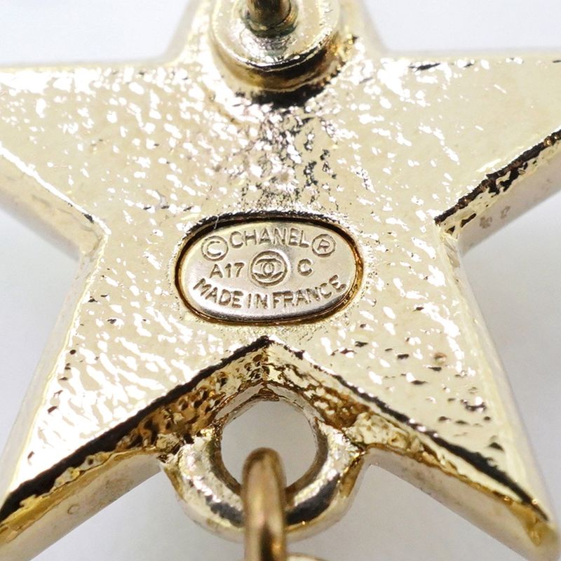 Chanel Earrings CC Logo Star Gold Plated