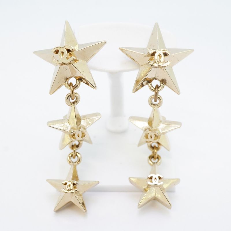 Chanel Earrings CC Logo Star Gold Plated