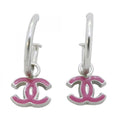 Chanel Earrings CC Logo Hoop Metal Silver