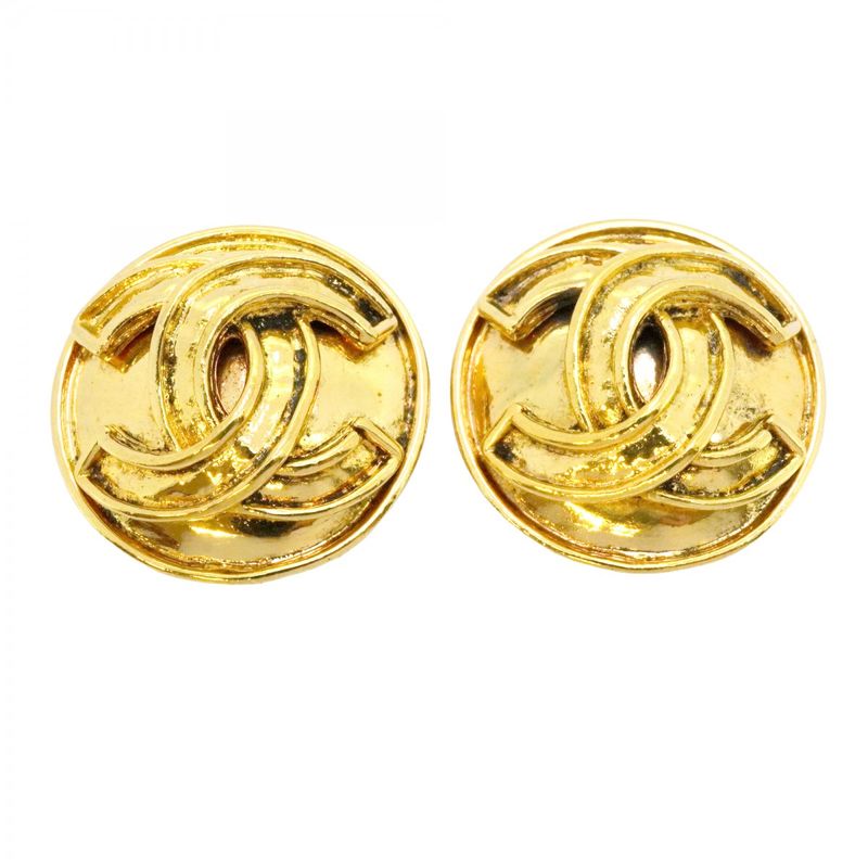 Chanel Earrings Vintage CC Logo Round