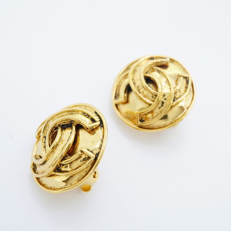 Chanel Earrings Vintage CC Logo Round