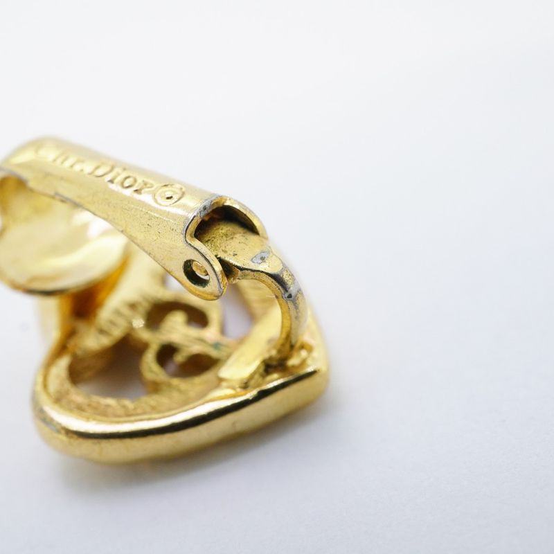 Dior Earrings CD Logo Heart Motif Gold Plated