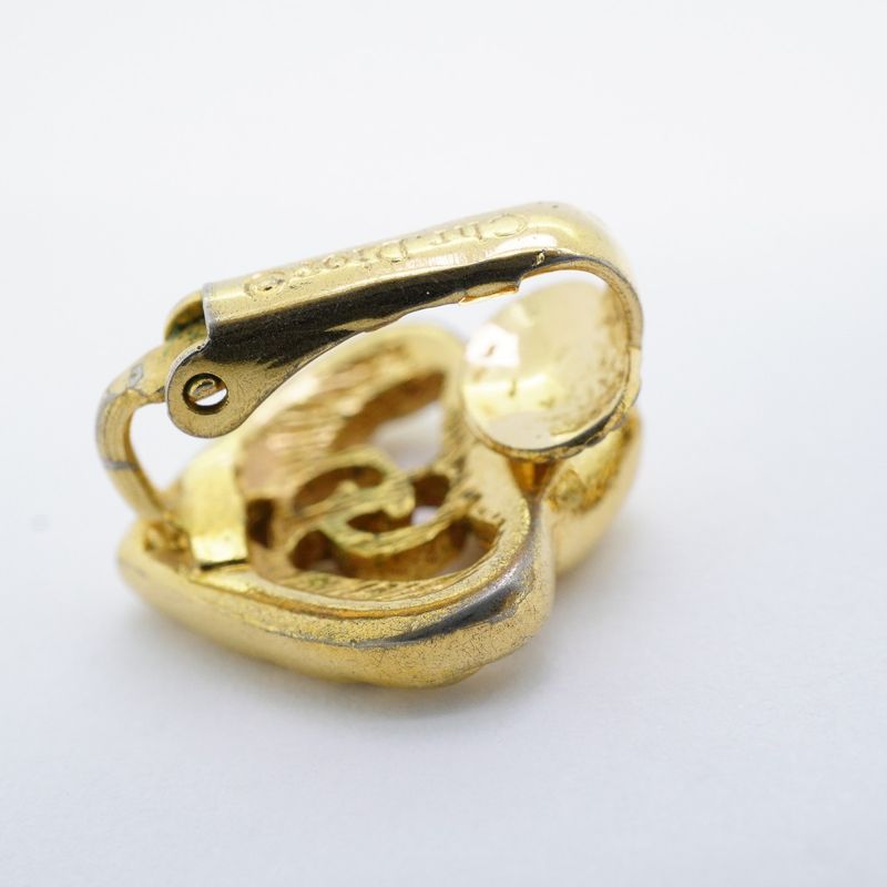 Dior Earrings CD Logo Heart Motif Gold Plated
