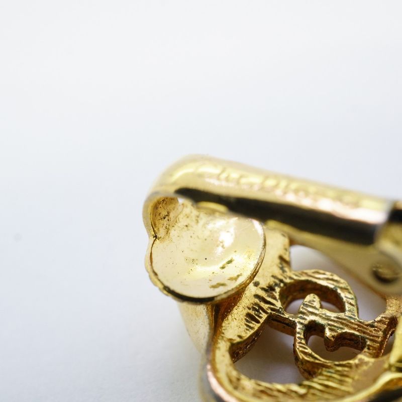 Dior Earrings CD Logo Heart Motif Gold Plated