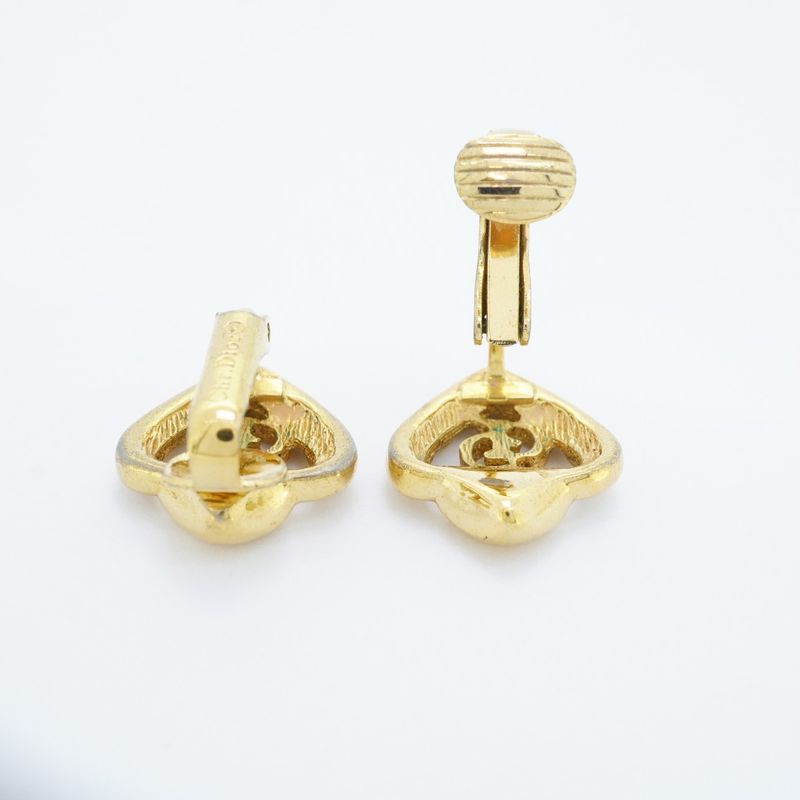 Dior Earrings CD Logo Heart Motif Gold Plated