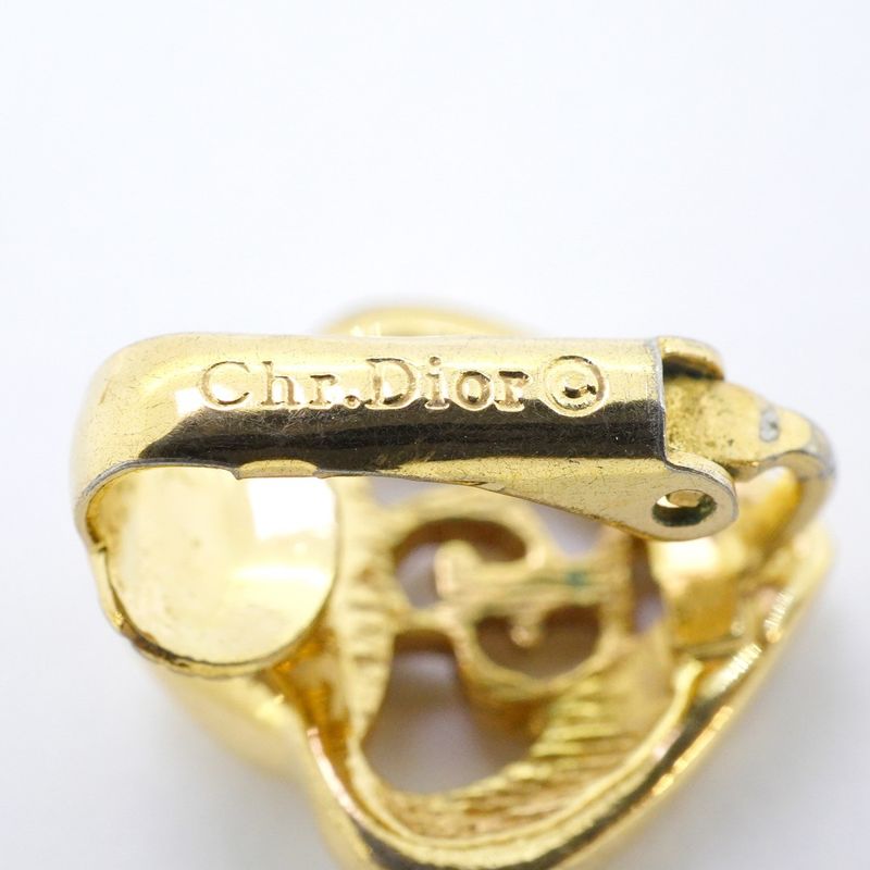 Dior Earrings CD Logo Heart Motif Gold Plated