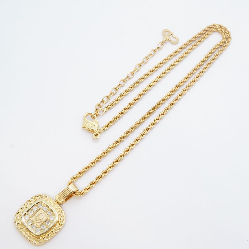 Dior Necklace Logo Square Gold Plated