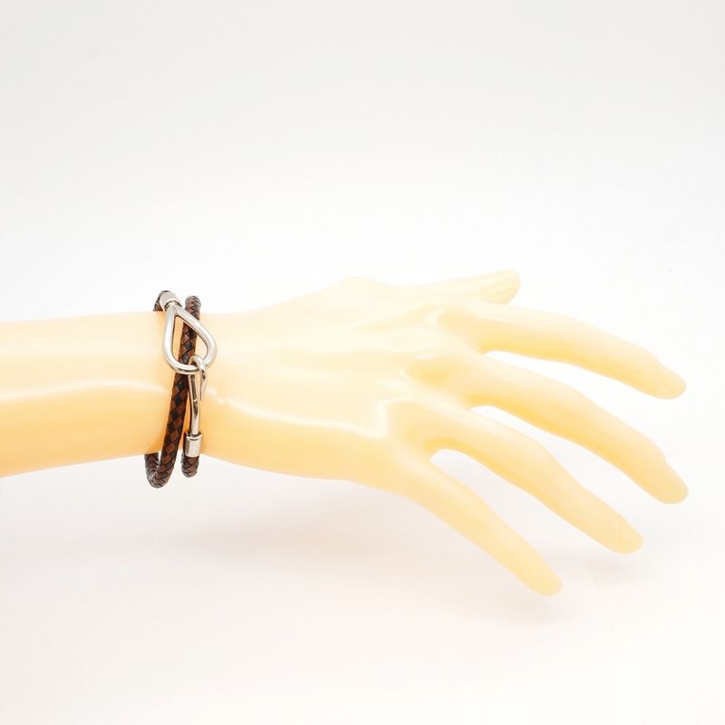 Hermes Bracelet Jumbo Hook Metal Silver Black Brown