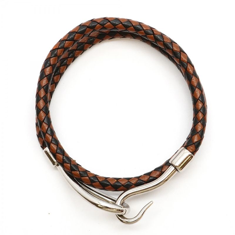 Hermes Bracelet Jumbo Hook Metal Silver Black Brown