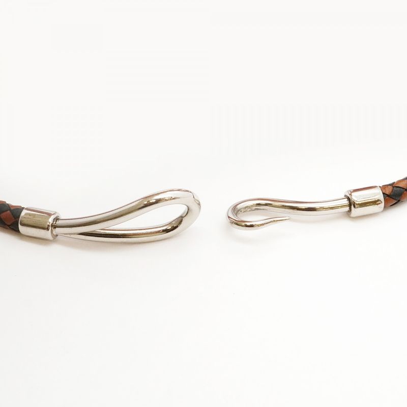 Hermes Bracelet Jumbo Hook Metal Silver Black Brown