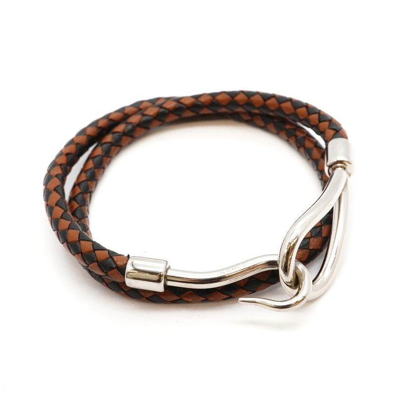 Hermes Bracelet Jumbo Hook Metal Silver Black Brown