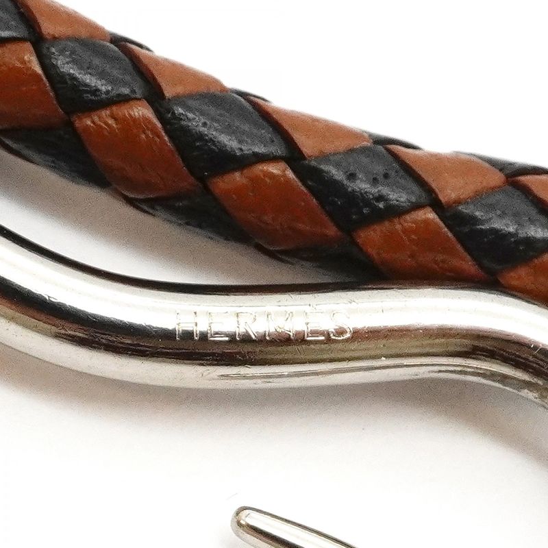 Hermes Bracelet Jumbo Hook Metal Silver Black Brown