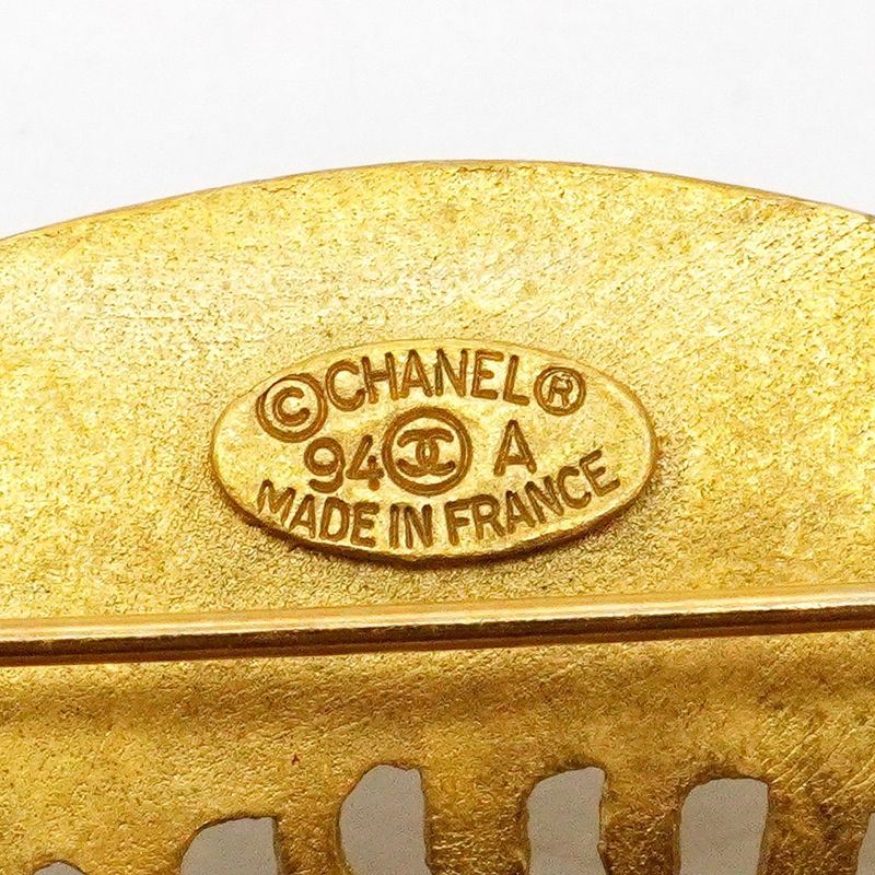 Chanel Brooch Vintage Straw Hat Motif Gold Plated