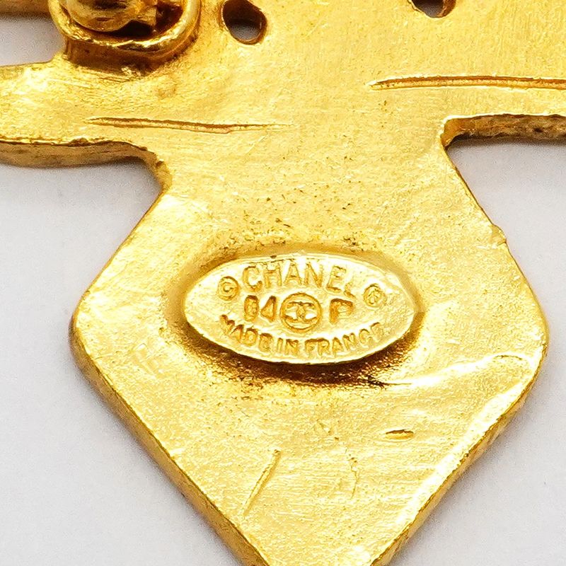 Chanel Brooch Vintage CC Logo Cross Gold Plated