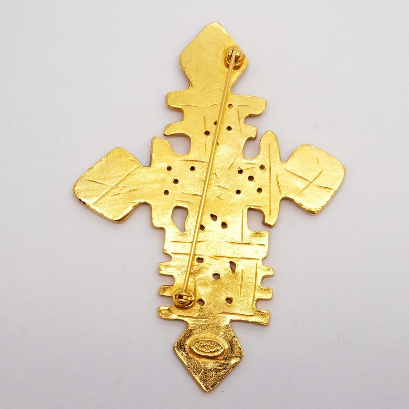Chanel Brooch Vintage CC Logo Cross Gold Plated