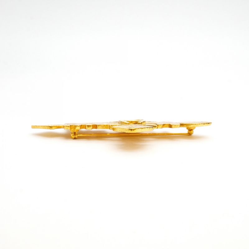 Chanel Brooch Vintage CC Logo Cross Gold Plated