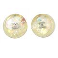 Chanel Earrings Vintage CC Logo Round White Clear