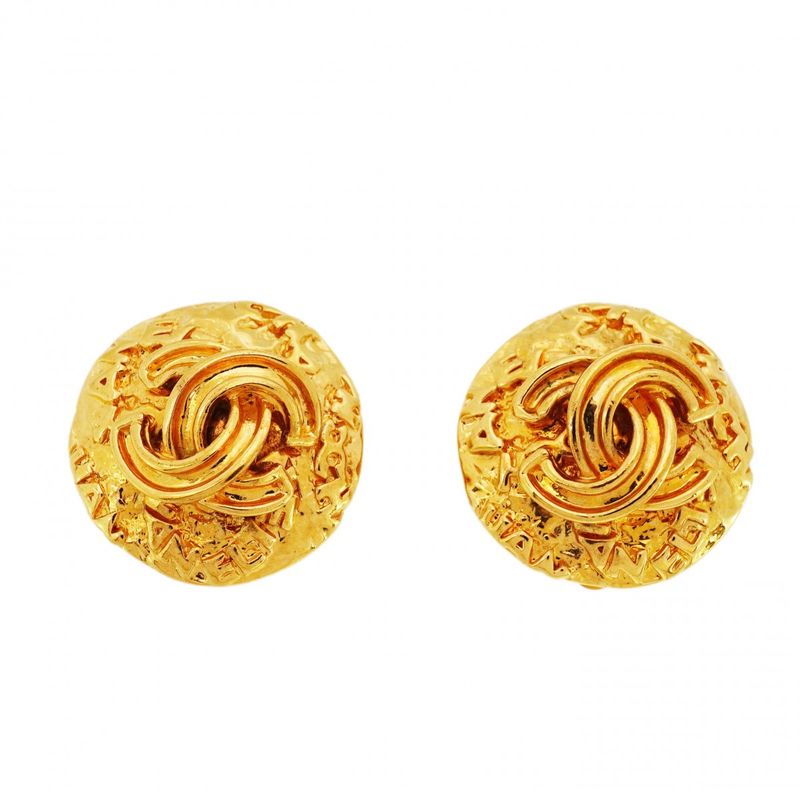 Chanel Earrings Vintage CC Logo Round