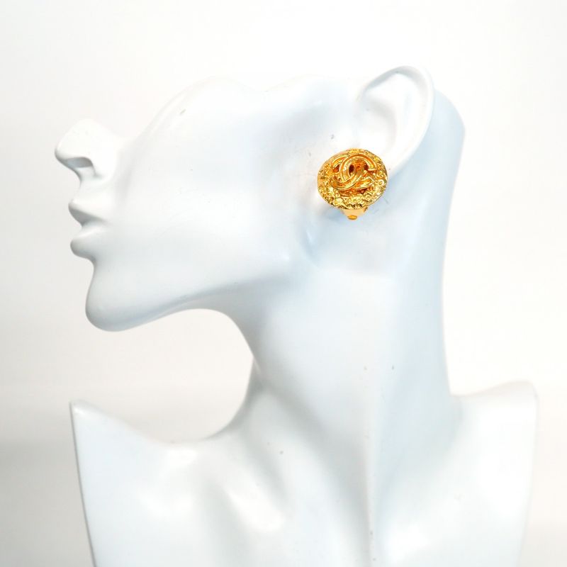 Chanel Earrings Vintage CC Logo Round
