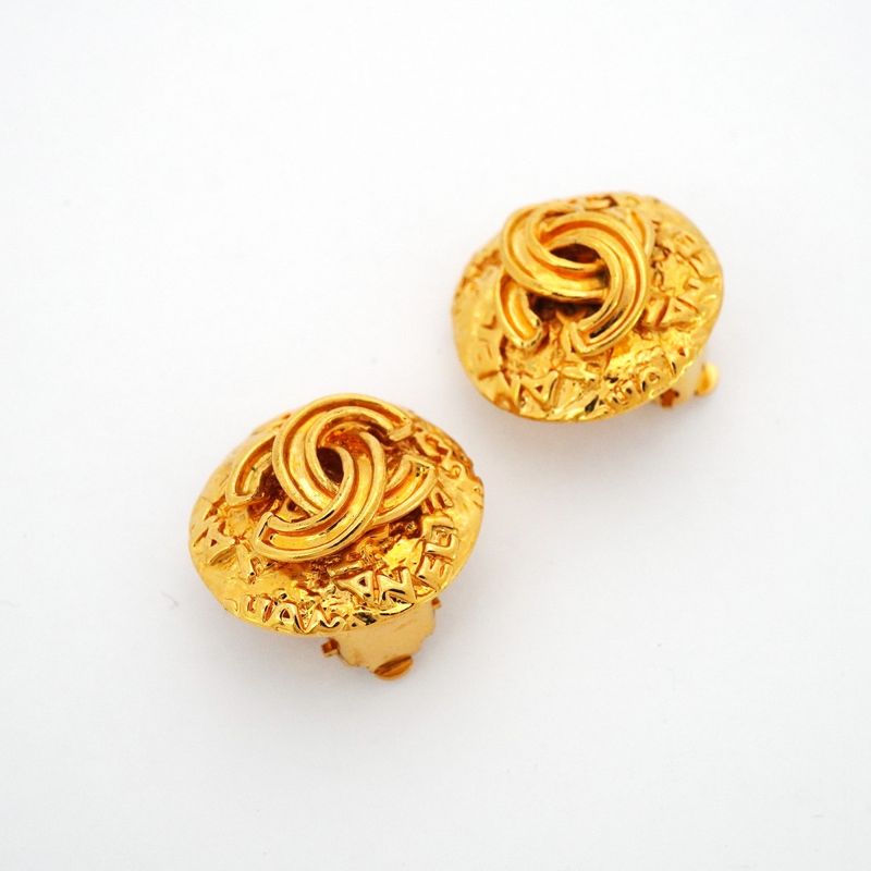 Chanel Earrings Vintage CC Logo Round