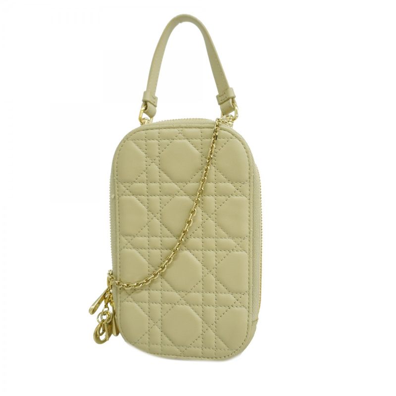 Dior Pouch Cannage Leather Beige Champagne Gold
