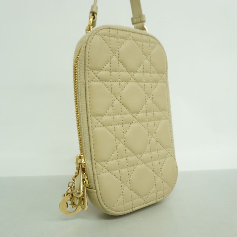 Dior Pouch Cannage Leather Beige Champagne Gold