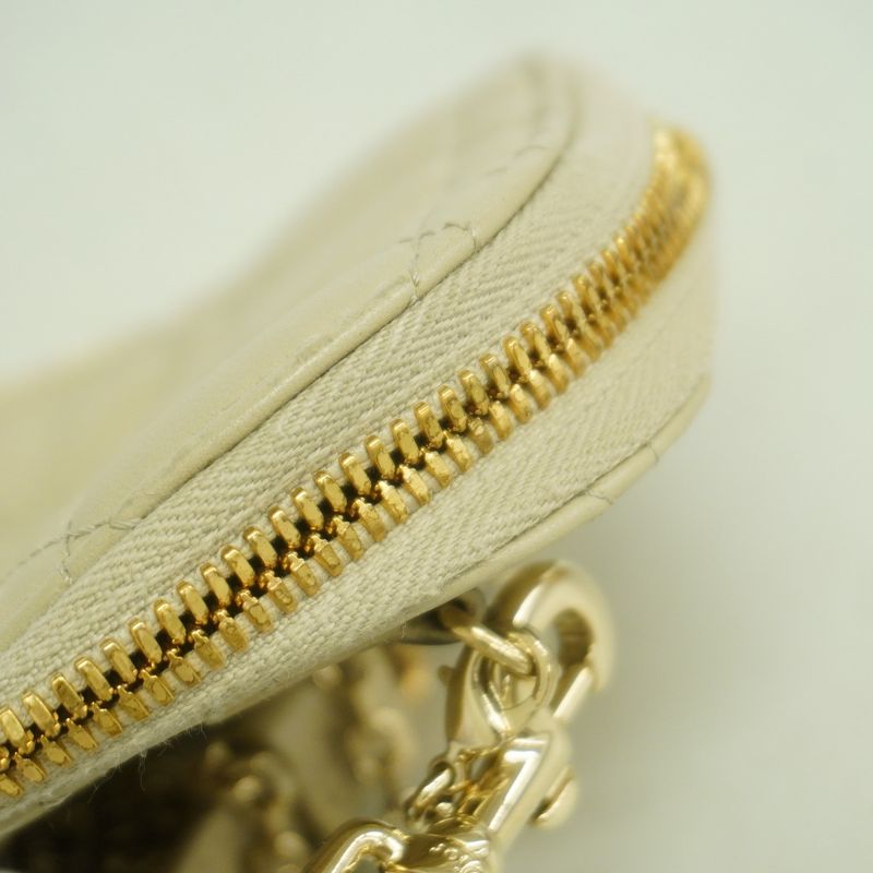 Dior Pouch Cannage Leather Beige Champagne Gold