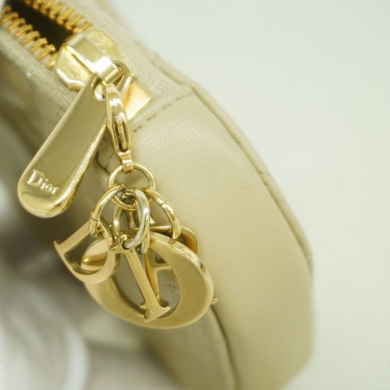 Dior Pouch Cannage Leather Beige Champagne Gold
