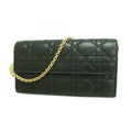 Dior Shoulder Wallet Cannage Leather Black Champagne Gold