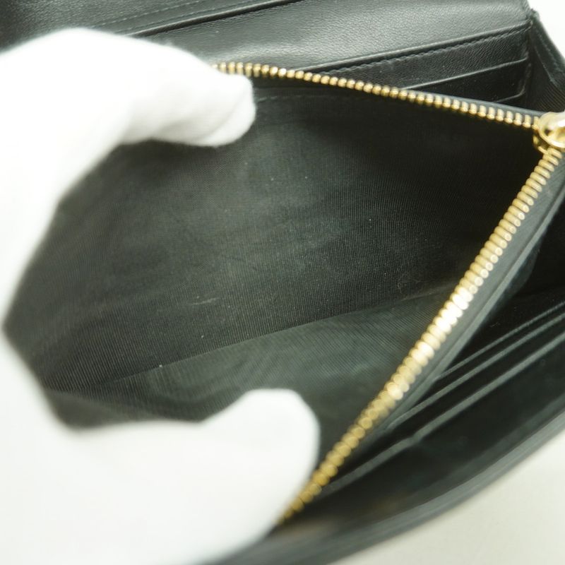 Dior Shoulder Wallet Cannage Leather Black Champagne Gold
