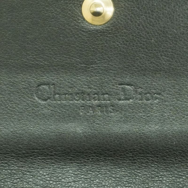 Dior Shoulder Wallet Cannage Leather Black Champagne Gold