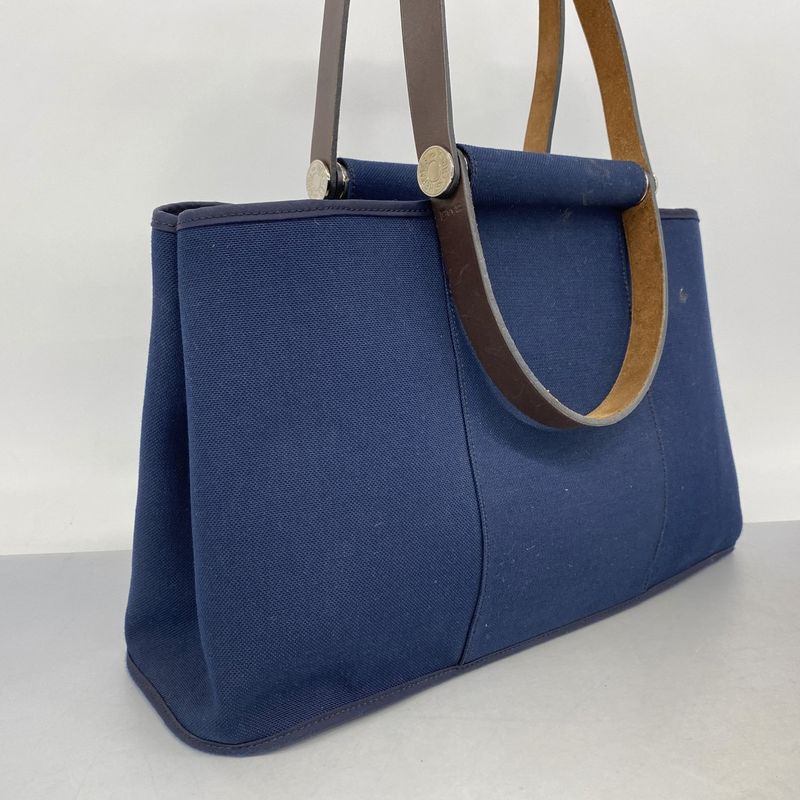 Hermes Tote Kavac Elan PM Canvas Navy Silver
