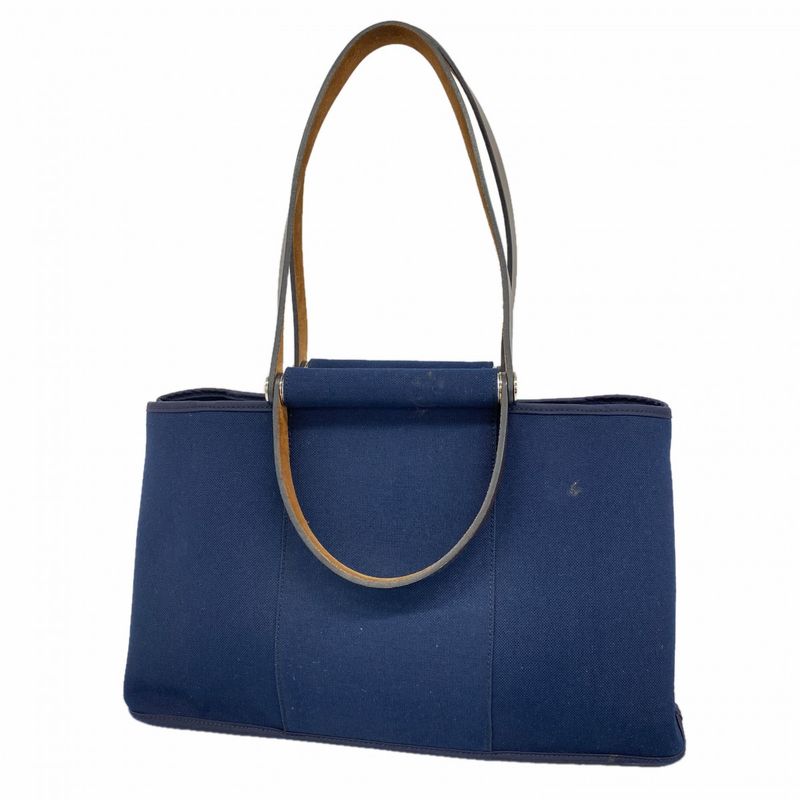 Hermes Tote Kavac Elan PM Canvas Navy Silver