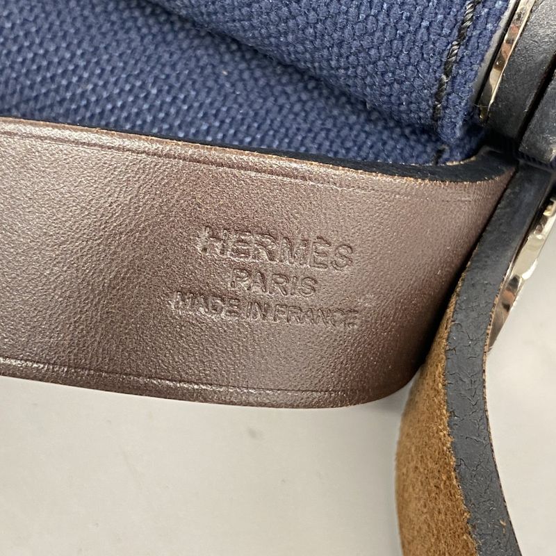 Hermes Tote Kavac Elan PM Canvas Navy Silver