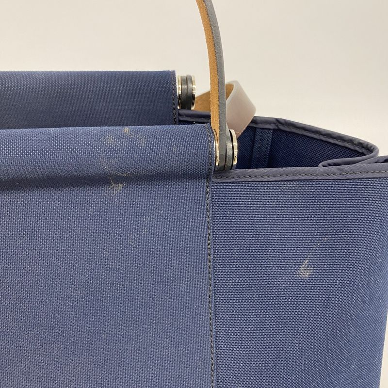 Hermes Tote Kavac Elan PM Canvas Navy Silver