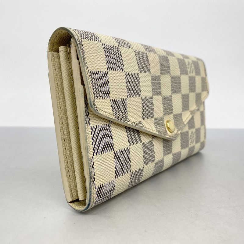 Louis Vuitton Wallet Damier Azur Portefeuille Sarah White