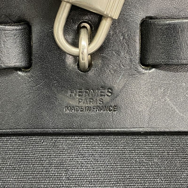 Hermes Handbag Herbag MM Toile Officier Black Silver