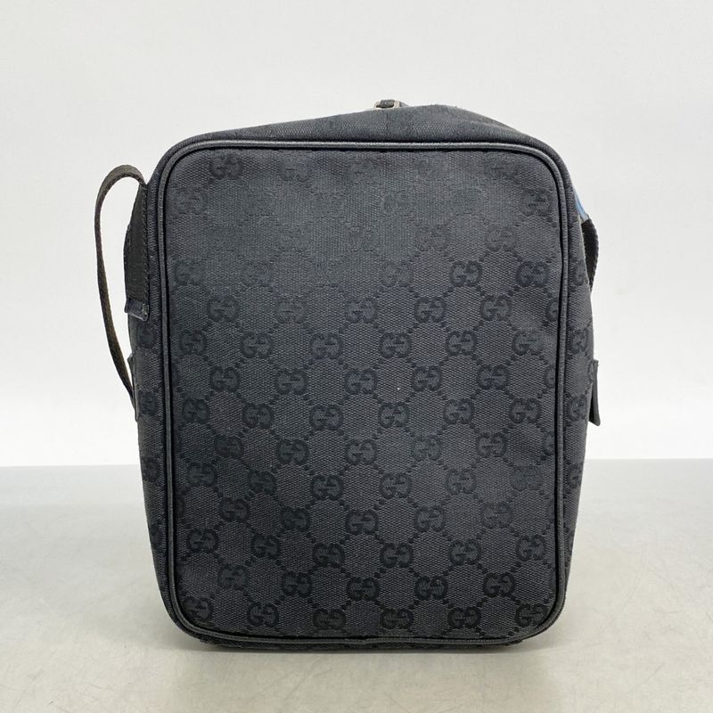 Gucci Shoulder Bag GG Canvas Black Silver