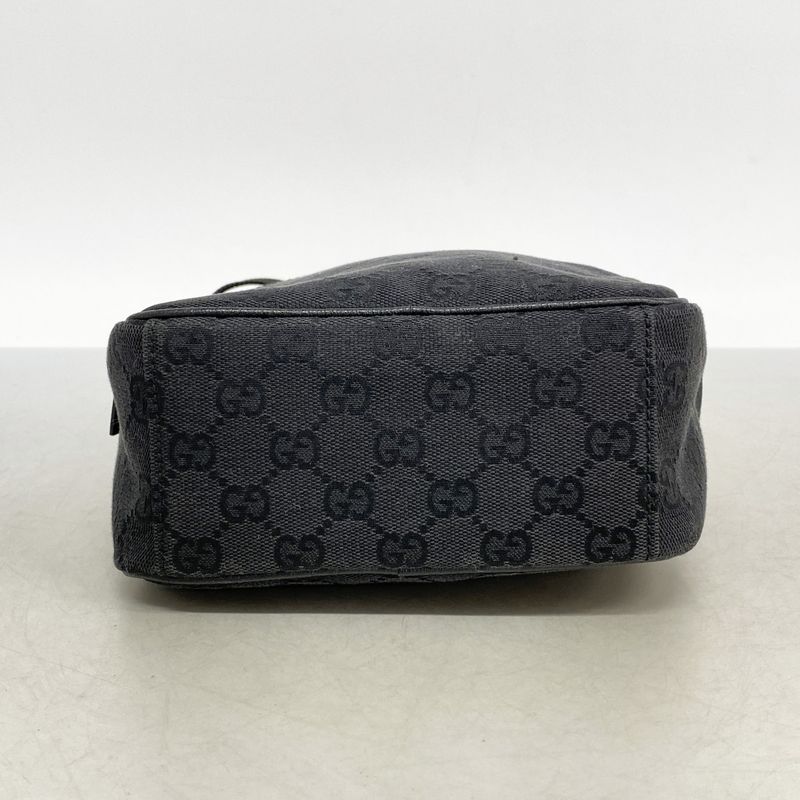 Gucci Shoulder Bag GG Canvas Black Silver