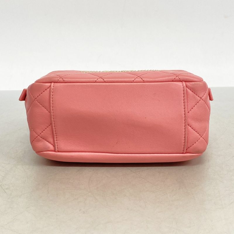 Chanel Handbag Quilted Lambskin Pink Champagne Gold 2-Way Bag