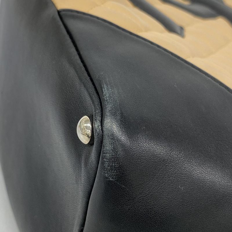 Chanel Tote Cambon Lambskin Beige Black Silver
