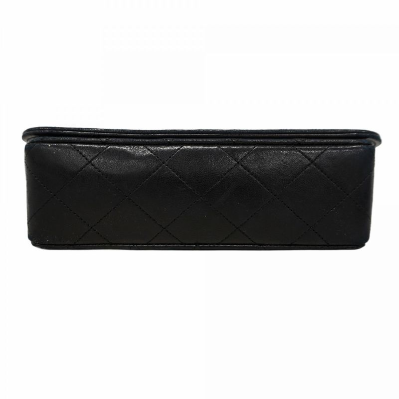Chanel Shoulder Bag Quilted Lambskin Black Gold