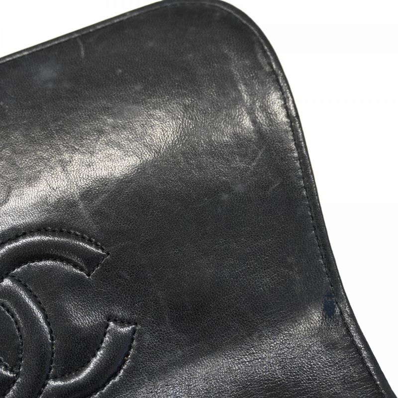 Chanel Shoulder Bag Quilted Lambskin Black Gold
