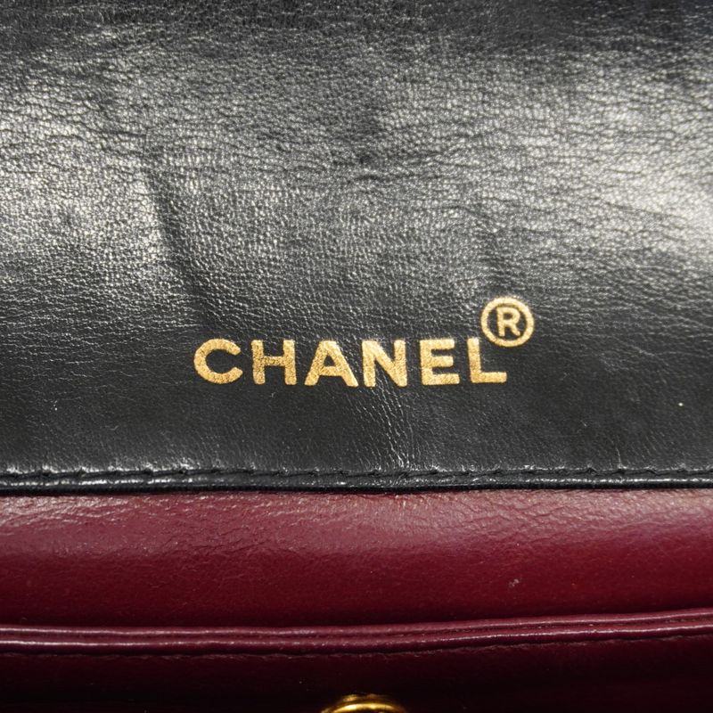 Chanel Shoulder Bag Quilted Lambskin Black Gold