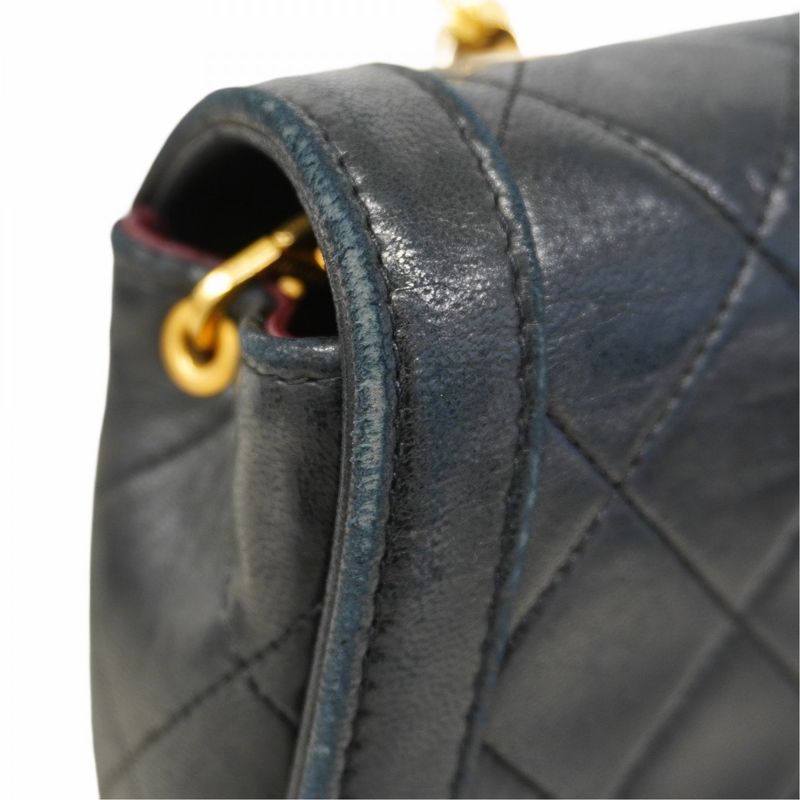 Chanel Shoulder Bag Quilted Lambskin Black Gold