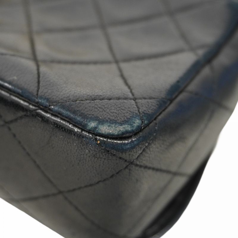 Chanel Shoulder Bag Quilted Lambskin Black Gold