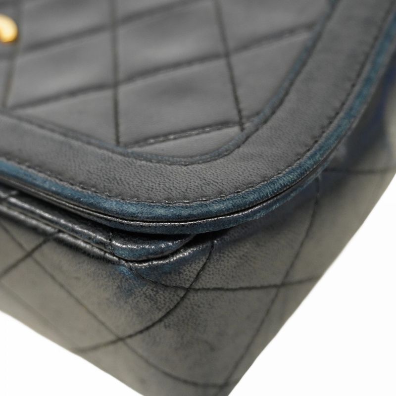 Chanel Shoulder Bag Quilted Lambskin Black Gold