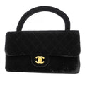 Chanel Handbag Parent Child Bag Velour Black Gold Parents
