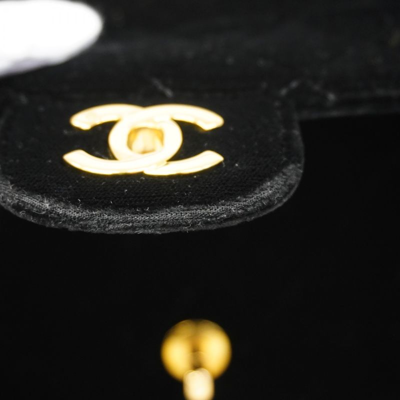 Chanel Handbag Parent Child Bag Velour Black Gold Parents